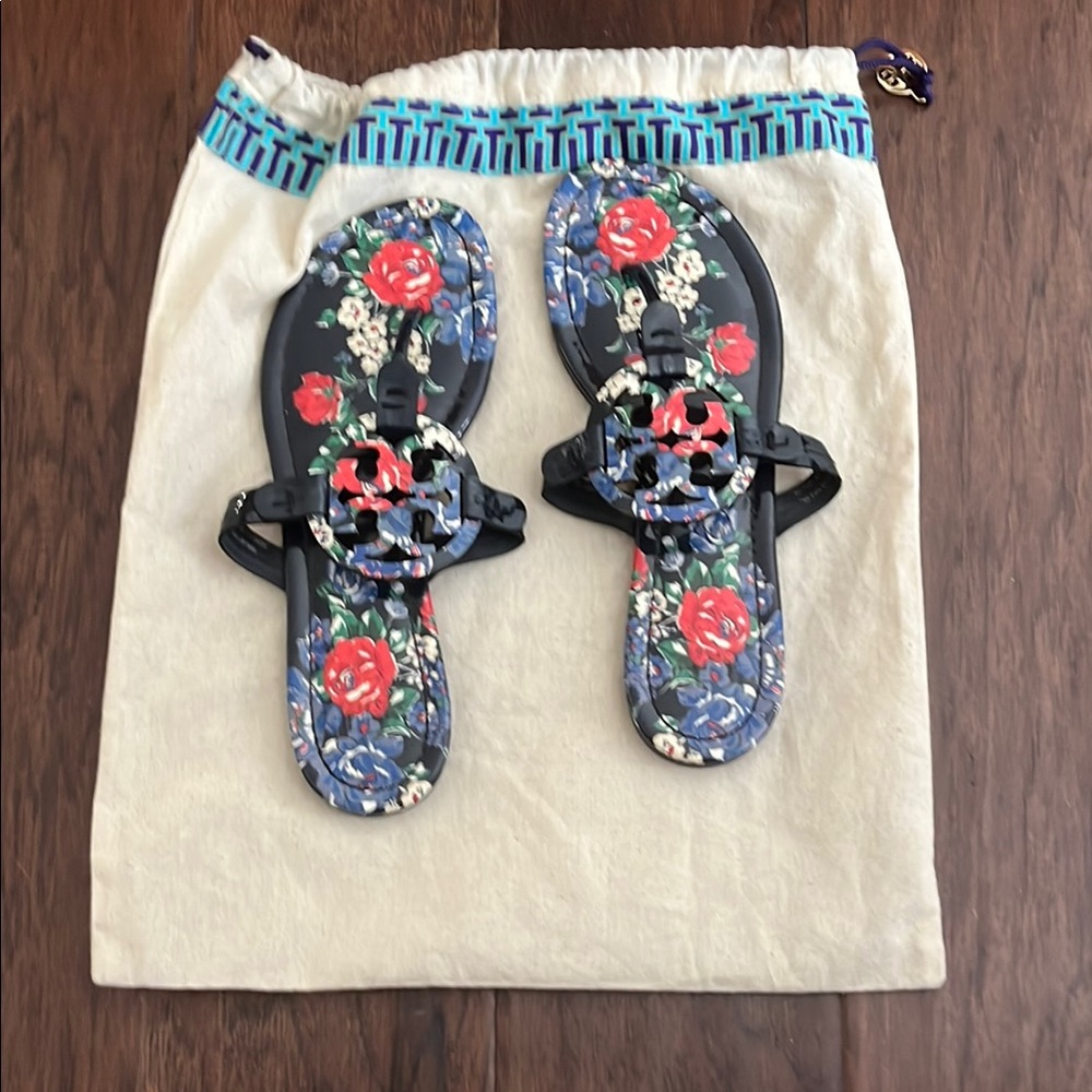 Floral Black Sandals